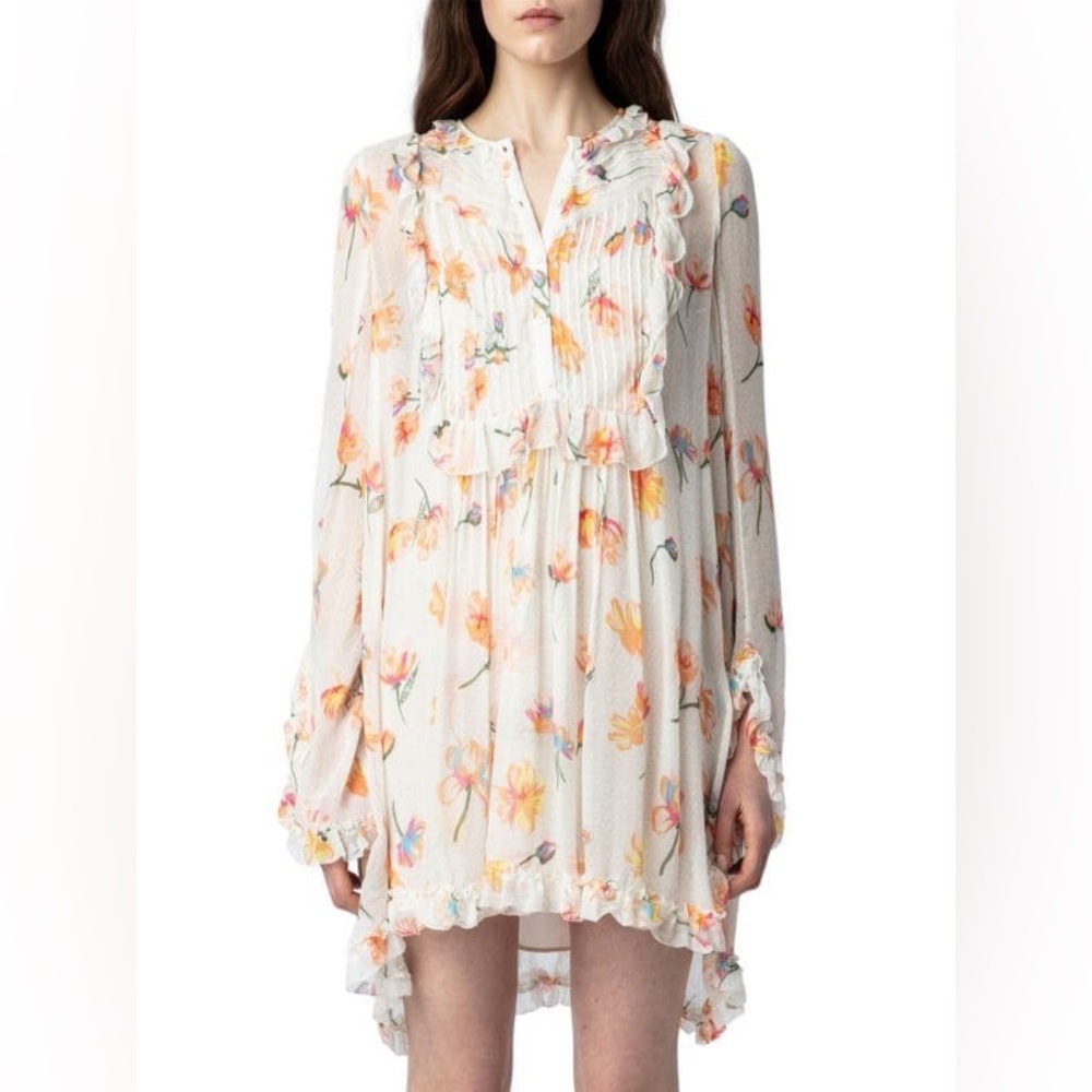 NWT Zadig and Voltaire Rackel Floral Chiffon Mini Dress - Picture 2 of 7